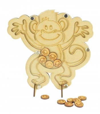 Laser Cut Cheeky Monkey Childrens Budget Reward Chart Drop Box - Smiley Face Tokens